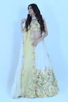 Buy_Zardozi Zari_Yellow Raw Silk Embroidery Zardozi V Neck Gardenia Fleur Ombre Lehenga Set _at_Aza_Fashions