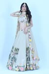 Buy_Zardozi Zari_Beige Raw Silk Embroidery Zardozi U Neck Flamingo Garden Lehenga Set _at_Aza_Fashions