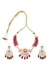 Shop_MINAKI_Red Kundan Utsav Choker Set _at_Aza_Fashions