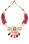 Buy_MINAKI_Red Kundan Utsav Choker Set _Online_at_Aza_Fashions