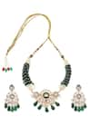 Shop_MINAKI_Green Kundan Utsav Embellished Choker Set _at_Aza_Fashions