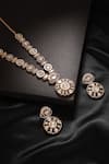 Buy_MINAKI_White Polki Arzoo Floret Embellished Necklace Set _at_Aza_Fashions