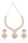 Shop_MINAKI_White Polki Arzoo Floret Embellished Necklace Set _at_Aza_Fashions