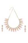 Shop_MINAKI_Pink Polki Gauri Floret Carved Necklace Set _at_Aza_Fashions