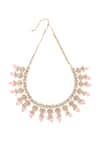 MINAKI_Pink Polki Gauri Floret Carved Necklace Set _Online_at_Aza_Fashions