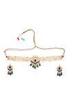 Shop_MINAKI_Green Kundan Misha Embellished Choker Set _at_Aza_Fashions