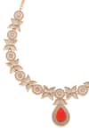 Buy_MINAKI_Red Kundan Meena Floret Carved Necklace Set _Online_at_Aza_Fashions