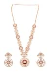 Shop_MINAKI_Red Kundan Daksha Polki Embellished Pendant Necklace Set _at_Aza_Fashions