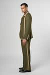 Shop_Line out line_Green Matka Cotton Cut And Sew & Detail Column Blazer _Online_at_Aza_Fashions