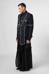 Buy_Line out line_Black Matka Cotton Embroidery Bead String Fringed Blazer _Online_at_Aza_Fashions