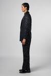 Line out line_Black Matka Cotton Embroidery Beads Nightlife Banger Blazer _at_Aza_Fashions