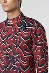 Buy_Line out line_Red Cotton Linen Printed Stucco Pintuck Kurta _Online_at_Aza_Fashions