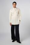 Buy_Line Out Line_Off White Matka Cotton Embroidery Bead Pitta Placement Kurta_at_Aza_Fashions