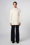 Shop_Line Out Line_Off White Matka Cotton Embroidery Bead Pitta Placement Kurta_Online_at_Aza_Fashions