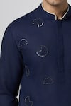 Shop_Line out line_Blue Matka Cotton Embroidery Bead Circular Placement Kurta _Online_at_Aza_Fashions