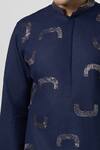 Buy_Line out line_Blue Matka Cotton Embroidery Pitta Scallop Placement Kurta _Online_at_Aza_Fashions
