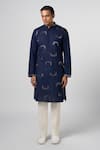 Shop_Line out line_Blue Matka Cotton Embroidery Pitta Scallop Placement Kurta _Online_at_Aza_Fashions