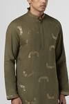 Buy_Line out line_Green Matka Cotton Embroidery Pitta Kurta _Online_at_Aza_Fashions