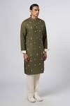 Line out line_Green Matka Cotton Embroidery Bead Kurta _Online_at_Aza_Fashions