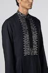 Buy_Line out line_Black Matka Cotton Embroidery Pitta Yoke Kurta _Online_at_Aza_Fashions