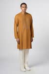 Line out line_Yellow Matka Cotton Embroidery Pitta Placement Kurta _Online_at_Aza_Fashions