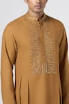 Shop_Line out line_Yellow Matka Cotton Embroidery Pitta Placement Kurta _Online_at_Aza_Fashions