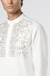 Line out line_Off White Matka Cotton Embroidery Crystal Kurta _Online_at_Aza_Fashions