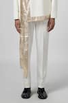 Line out line_Off White Cotton Twill Plain Straight Fit Pant _Online_at_Aza_Fashions