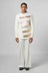 Buy_Line out line_Off White Cotton Twill Plain Wide Legged Pleated Pant _at_Aza_Fashions