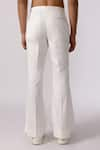 Shop_Line out line_Off White Cotton Twill Plain Wide Legged Pleated Pant _at_Aza_Fashions