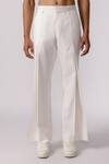 Line out line_Off White Cotton Twill Plain Wide Legged Pleated Pant _Online_at_Aza_Fashions