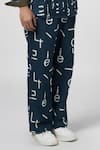 Shop_Line out line_Blue Cotton Linen Signature Night Pajama Pant _Online_at_Aza_Fashions