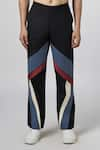 Buy_Line out line_Black Matka Cotton Contrast Panels Abstract Texture Biker Pant _Online_at_Aza_Fashions