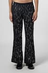 Line out line_Black Matka Cotton Embroidery Beads Urban Lustre Bell Bottom Pant _Online_at_Aza_Fashions