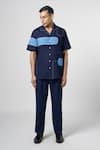 Buy_Line out line_Blue Matka Cotton Contrast Patch Denim Work Shirt _at_Aza_Fashions