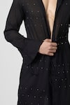 Line out line_Black Mul Cotton Embroidered Crystal Night Sparkle Long Shirt _Online_at_Aza_Fashions