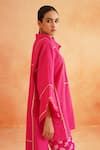 Buy_Palak & Mehak_Pink Cotton Poplin Collared Aleena High Low Shirt Kurta And Pant Set _Online_at_Aza_Fashions