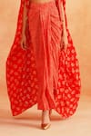 Buy_Palak & Mehak_Red Crepe Printed Dotted Sweetheart Isra Cape Draped Skirt Set _Online_at_Aza_Fashions