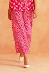 Palak & Mehak_Pink Crepe Printed Dotted Lapel Collar Lisa Blazer Pant Set _Online_at_Aza_Fashions