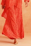 Palak & Mehak_Red Crepe Printed Dotted Collared Zara Asymmetric Tunic And Wide Legged Pant _Online_at_Aza_Fashions