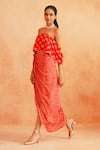 Buy_Palak & Mehak_Red Crepe Printed Floral Straight Saira Off-shoulder Crop Top And Skirt Set _at_Aza_Fashions