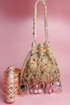 Buy_Nayaab by Sonia_Gold Mirror Aaina Rangeela Embroidered Potli Bag _at_Aza_Fashions