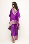 Buy_Sobariko_Purple Silk Notched Triya Asymmetric Brocade Kurta And Pant Set _at_Aza_Fashions