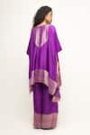 Shop_Sobariko_Purple Silk Notched Triya Asymmetric Brocade Kurta And Pant Set _at_Aza_Fashions