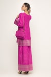 Shop_Sobariko_Pink Silk Notched Sitara Dotted Kurta And Wide Legged Pant _at_Aza_Fashions