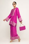 Sobariko_Pink Silk Notched Sitara Dotted Kurta And Wide Legged Pant _Online_at_Aza_Fashions