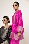 Shop_Sobariko_Pink Silk Notched Sitara Dotted Kurta And Wide Legged Pant _Online_at_Aza_Fashions