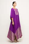 Shop_Sobariko_Purple Silk Notched Siya Asymmetric Kaftan _Online_at_Aza_Fashions