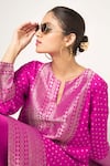 Shop_Sobariko_Pink Silk Notched Tara Brocade Kurta And Dhoti Pant Set _Online_at_Aza_Fashions