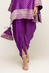 Buy_Sobariko_Purple Silk Notched Banarasi Brocade Kurta And Dhoti Pant Set _Online_at_Aza_Fashions